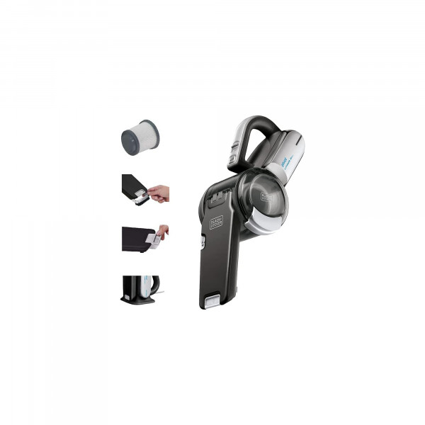 BLACK+DECKER Aspiradora de polvo PIVOT VAC de mano inalámbrica, aspiradora de coche portátil recargable, herramienta para rincones extensible y boquilla pivotante de 200 grados, fuerte succión, ligera (BDH2000PL)