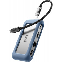 Adaptador multipuerto uni USB C Hub con cable desmontable, Hub USB C 8 en 1 con HDMI 4K, Ethernet de 1 Gbps, lector de tarjetas SD, PD de 100 W, compatible con MacBook Pro 2023, iPad Pro 2023, Galaxy S24/S23 y más