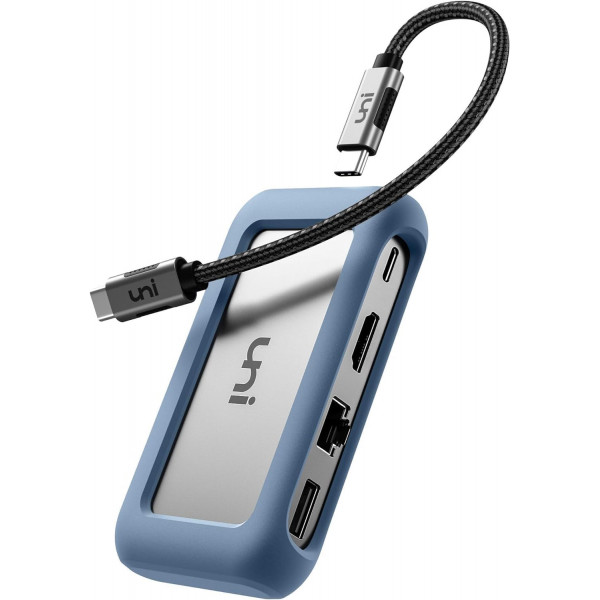 Adaptador multipuerto uni USB C Hub con cable desmontable, Hub USB C 8 en 1 con HDMI 4K, Ethernet de 1 Gbps, lector de tarjetas SD, PD de 100 W, compatible con MacBook Pro 2023, iPad Pro 2023, Galaxy S24/S23 y más