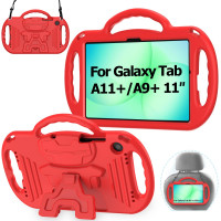 AVAWO Funda Infantil para Samsung Galaxy Tab A11+ Plus/A9+ Plus de 11, con Correa, Mango Ligero a Prueba de Golpes, Modelo 2025/2023 con cordón, Rojo