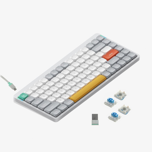 nuphy Air75 V2 Teclado mecánico portátil 75%,Teclado inalámbrico,Soporta teclados Bluetooth Bluetooth/2.4G/USB-C RGB,Compatible con Sistemas Windows/Mac OS/Linux White-Gateron Blue Switch
