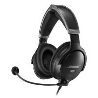 Auriculares de aviación con cable Bose A30: diseño liviano y cómodo, micrófono con cancelación de ruido y ANR ajustable, [enchufe dual] – Negro