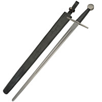 Espada medieval SZCO de 40 pulgadas con una sola mano – Espada vikinga lista para la batalla con hoja de acero al carbono de espiga completa, mango envuelto en cuero y funda de cuero