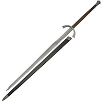 Gran espada SZCO de 63 pulgadas – Espada larga medieval de acero al carbono de dos manos con vaina de cuero, hoja hecha a mano de 43 pulgadas y mango de 19,25 pulgadas para recreación, cosplay y exhibición