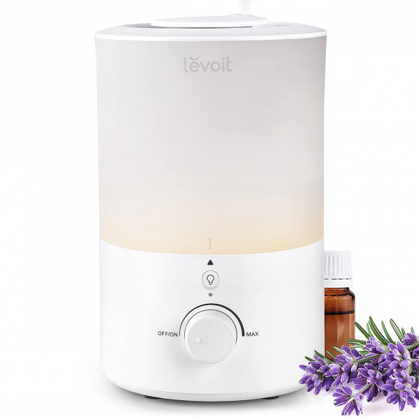 LEVOIT Humidificadores para dormitorio con luz nocturna (tanque de agua de 3 L) Difusor de aceite esencial de llenado superior de niebla fría para guardería y plantas, boquilla de 360°, humidificación silenciosa y rápida para el hogar, habitación grande, 