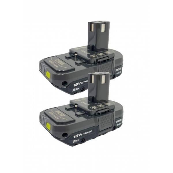 RYOBI P161 (P190 paquete de 2) Batería compacta de iones de litio ONE+ de 18 voltios y 2,0 Ah