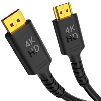 Cable 4K DisplayPort a HDMI de 20 pies, 4K@60Hz, cable unidireccional DP a HDMI CL3 compatible con Dell, HP, Samsung y más