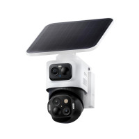 eufy Security eufyCam S4, cámara solar 4K inalámbrica para exteriores, cámara Bullet-PTZ de triple lente, vista de 360°, zoom automático 8X, reconocimiento AI, seguimiento AI, visión nocturna en color, tarifa mensual 0, almacenamiento integrado de 32 GB