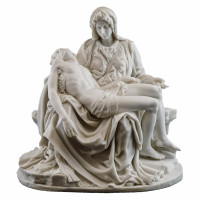 Top Collection La Pieta by Michelangelo Estatua - Réplica de escultura de calidad museística en mármol blanco fundido en frío de primera calidad - Réplica renacentista de 10 pulgadas