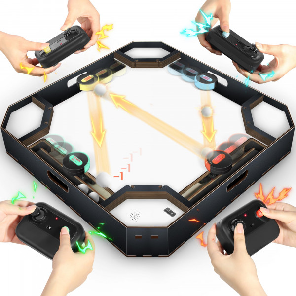 Cheerivy Game Air Hockey 4 Jugadores, Hyperlapse.10 Juego 4 Jugadores Juegos Arcade para el Hogar, Mesas Hyperlaps.io para Adultos con Sistema de Puntos, Divertidos Juegos de Mesa para Reuniones Familiares, Negro