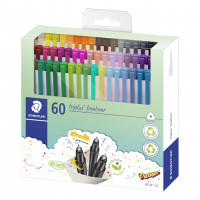 STAEDTLER 334 C60 Triplus Fineliner Bolígrafo superfino, ancho de línea de 0,3 mm, colores surtidos (paquete de 60)