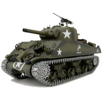 Edición TK7.0 modificada 1/16 2.4ghz Control remoto Modelo de tanque Sherman M4A3 de EE. UU. (Torreta giratoria de 360 ​​grados) (Caja de cambios de acero) (Batería de 3800 mah) (Orugas de metal, rueda dentada y rueda de ralentí)