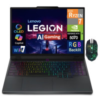 Computadora portátil Lenovo Legion 5, computadora portátil para juegos OLED WQXGA 165HZ de 15.1, computadora portátil AMD Ryzen AI 7 350, NVIDIA GeForce RTX 5070, 32GB DDR5 RAM 2TB SSD, KB retroiluminado RGB, Wi-Fi 7, Win 11 - Negro eclipse
