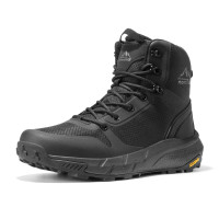 NORTIV 8 Botas tácticas militares para hombre, botas ligeras y cómodas para el trabajo durante todo el día, cremallera lateral, botas de combate para motocicleta, senderismo, Metrostrike (8-9 pulgadas), talla 9,5, negro