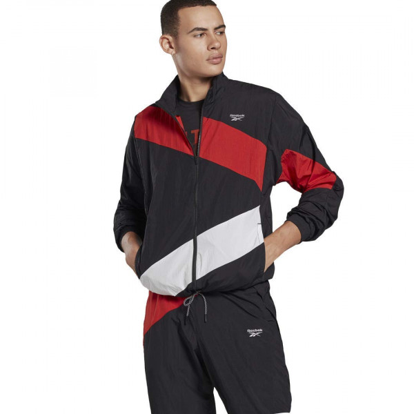 Reebok Chaqueta de chándal, Negro, L