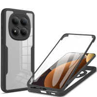 Ephoou para Xiaomi Redmi Note 15 Pro Plus 5G Funda transparente con protector de pantalla, doble capa de cuerpo completo protección a prueba de golpes a prueba de polvo todo incluido funda para 15 Pro Plus QB-Negro