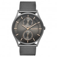 Skagen Reloj con correa de malla de acero inoxidable gris carbón multifunción con cronógrafo Holst para hombre (Modelo: SKW6180)
