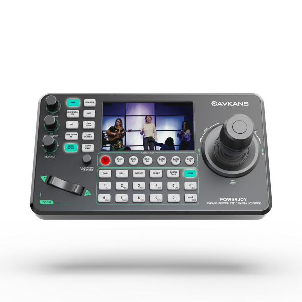 AVKANS PowerJoy PTZ controlador de joystick de cámara, IP NDI PTZ teclado controlador de cámara con joystick 4D para adoración iglesia transmisión en vivo, licencia NDI incluida (controlador PTZ con pantalla de 5 pulgadas)