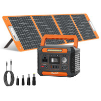 FF Flashfish 144,3Wh con Panel Solar 100W, Generador Solar 200W con AC/DC/USB/Tipo C/Luces LED, Batería de Respaldo para Camping, Viajes y Emergencias