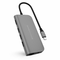 HyperDrive USB C Hub - Hub USB 9 en 1 para computadora portátil con 4K HDMI, Ethernet, 3.0 USB-A, USB C PD, MicroSD/SD, conector de audio - Compatible con iPad, MacBook, Chromebook, Windows - Gris espacial