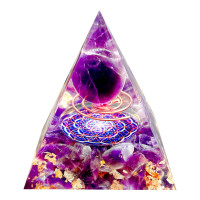Saefheled Orgone Pyramid Generador de energía, pirámides curativas de cristal de orgonita de amatista natural para reducir el estrés, chakras, reiki, meditación curativa, atrae suerte y éxito, acumula riqueza y salud (2.4 in)