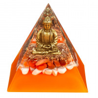 FENGSHUI-CAISHEN Pequeña estatua de Buda en pirámide de orgonita de cristal curativo, ópalo de jaspe rojo con figura de Buda bebé, decoración de meditación Reiki Chakra