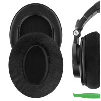 Geekria Comfort Velour Almohadillas de repuesto para auriculares Audio-Technica ATH-M50X, ATH-M50xBT2, ATH-M40X, ATH-M30X, ATH-M20X, ATH-M10, piezas de reparación con guía de vídeo (negro)