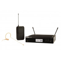 Shure BLX14R/MX53 Sistema de audio con auricular de montaje en bastidor Banda H10 (542–572 MHz) - Receptor BLX4R, Bodypack BLX1 y micrófono de auricular MX153, batería de hasta 14 horas, alcance de 300 pies