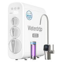 Sistema de ósmosis inversa Waterdrop G3P800, flujo rápido de 800 GPD, certificado NSF/ANSI 42 y 53 y 58 y 372, 3:1 puro para drenar, sistema de filtro de agua RO debajo del fregadero sin tanque, purificador LED, grifo inteligente