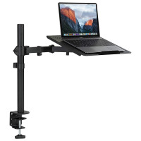 ¡Móntalo! Soporte de escritorio para computadora portátil con poste, soporte ajustable en altura para computadora portátil con bandeja ventilada, brazo para computadora portátil de movimiento completo para computadoras portátiles de 11 a 17 pulgadas, capa