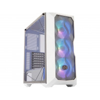 Cooler Master MasterBox TD500 Mid-Tower ATX de flujo de aire blanco de malla con panel frontal de malla poligonal, vidrio templado cristalino, E-ATX de hasta 10,5, tres ventiladores de iluminación ARGB de 120 mm