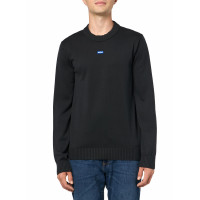 Jersey de punto de algodón con logo central de HUGO, Grosella negra, M