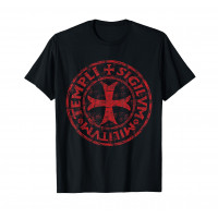 Camiseta de los Caballeros Templarios con sello de soldados del templo y cruz
