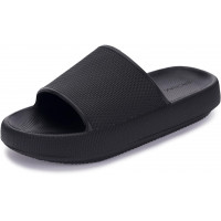 Pantuflas tipo almohada BRONAX para mujeres y hombres | Sandalias de ducha House Slides | Suela Gruesa Acolchada 42-43 Negro