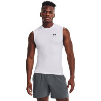 Under Armour Camiseta sin mangas de compresión Armour HeatGear para hombre, blanco (100)/negro, pequeño