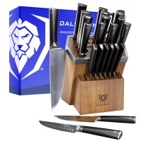 Juego de bloques de cuchillos Dalstrong de 24 piezas: acero alemán forjado (borde afilado a mano de 9 a 11°), cuchillos Kiritsuke, para trinchar y para carne, serie Vanquish para artistas serios, cenas y cocinas navideñas