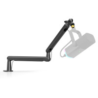 FIFINE Brazo de micrófono, soporte de brazo de micrófono ajustable de perfil bajo con abrazadera de montaje en escritorio, adaptador de tornillo, gestión de cables, para Podcast Streaming Gaming Studio-BM88