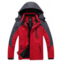 Wantdo Mountain - Chaqueta de esquí impermeable para hombre, forro polar, resistente al viento, color rojo, 2XL