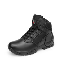 NORTIV 8 Botas de trabajo tácticas militares para hombre Botas de combate de motocicleta de cuero para senderismo al aire libre con cremallera lateral, Talla 9W, Negro, ALLOY-W
