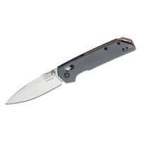 Navaja de bolsillo plegable Kershaw Iridium, hoja de acero D2 de 3,4 pulgadas, mecanismo de bloqueo DuraLock, mango de aluminio gris, clip de bolsillo