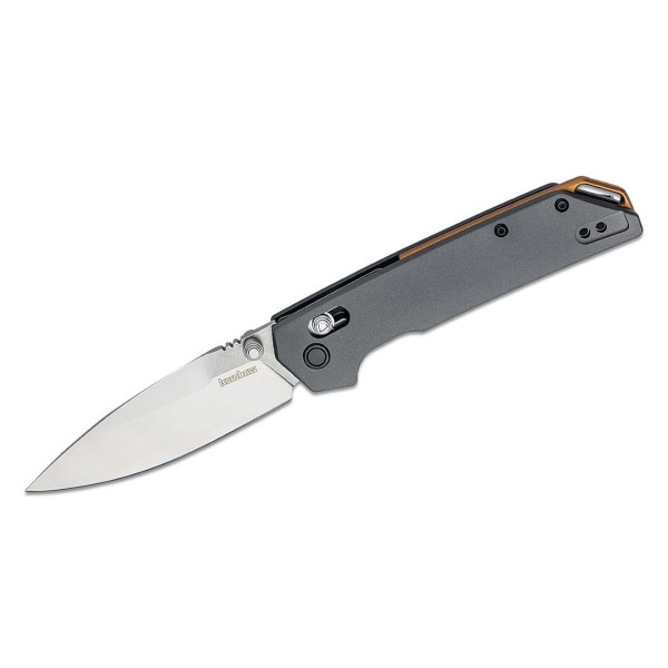 Navaja de bolsillo plegable Kershaw Iridium, hoja de acero D2 de 3,4 pulgadas, mecanismo de bloqueo DuraLock, mango de aluminio gris, clip de bolsillo