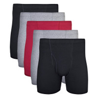 Gildan Calzoncillos tipo bóxer con cintura cubierta para hombre, paquete múltiple, negro/granate/grafito (paquete de 5), grande