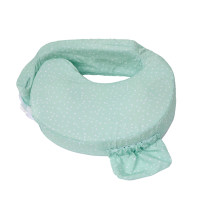 My Brest Friend Almohada de lactancia original, ergonomía mejorada, soporte esencial para lactancia materna para mamá y bebé con práctico bolsillo lateral, correas dobles y funda, Minty Geo