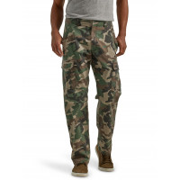 Pantalón cargo elástico de ajuste relajado, camuflaje verde marrón, 40 ancho x 29 largo