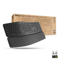 Teclado inalámbrico dividido Logitech Ergo K860 para empresas: diseño ergonómico, tecnología Logi Bolt segura, Bluetooth, certificación mundial, Windows/Mac/Chrome/Linux - Grafito