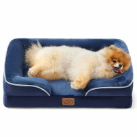 Bedsure Camas ortopédicas para perros pequeños – Cama lavable para perros pequeños y gatos, impermeable, cómodo sofá para mascotas con funda extraíble lavable, cama para mascotas con fondo antideslizante, azul marino, 24 pulgadas