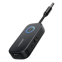 UGREEN Adaptador de transmisor Bluetooth 5.2 para avión para Airpods o auriculares pares duales, transmisor/receptor de audio auxiliar Bluetooth inalámbrico 2 en 1 de 3,5 mm para vuelo, TV, estéreo de automóvil, cinta de correr, reproductor MP3