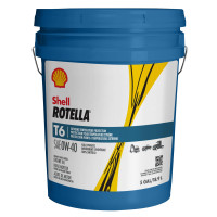 Shell Rotella 550054526 T6 Aceite diésel para motor 0W-40 totalmente sintético y resistente, cubo de 5 galones