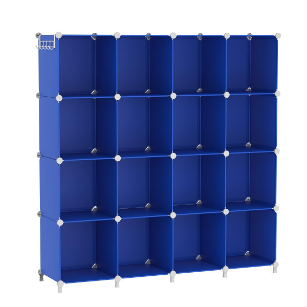 AWTATOS Organizador de almacenamiento en forma de cubo, 16 organizadores de armario y estantes de almacenamiento, estantería apilable para dormitorio, hogar, azul almirante