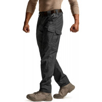CQR Pantalones tácticos para hombre, pantalones cargo antidesgarro resistentes al agua, pantalones ligeros de senderismo para trabajo EDC, ropa para exteriores, bolsillo Raider Mag negro, 34 W x 30 L